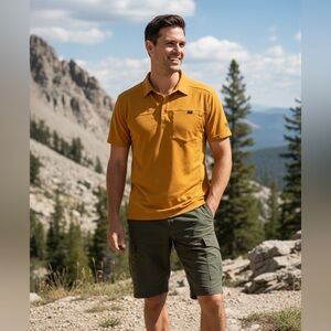 Arcteryx Captive Cotton Blend Short Sleeve Polo Yellow Men’s Large Lightweight